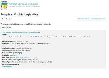 Legislativo de Cacoal impulsionam aumento de subsídios em emenda polêmica