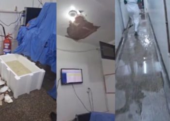 Teto do Hospital João Paulo II desaba durante chuva forte em Porto Velho