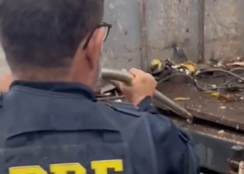 PRF intercepta caminhão e apreende 106 kg de cocaína escondidos em carga de sucata