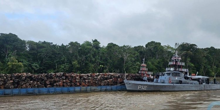 Marinha apreende comboio com 4 mil metros cúbicos de madeira no Pará