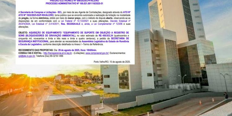 Assembleia Legislativa de Rondônia vai gastar quase R$ 500 mil em bloqueadores de gravação: segurança ou segredo?