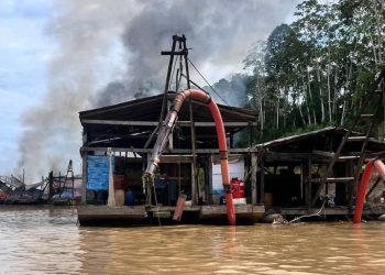 PF e Ibama destroem 49 balsas em nova ofensiva contra garimpo ilegal no Rio Madeira