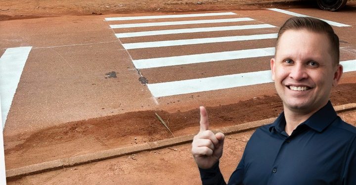 Prefeitura de Porto Velho implanta faixa de pedestre no bairro Mariana após solicitação do vereador Pastor Bruno Luciano