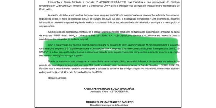 Prefeitura comunica TCE que Sistemma assumirá coleta de lixo sem reajuste por 12 meses